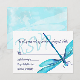 Turquoise Dragonfly RSVP Enclosure Kaart