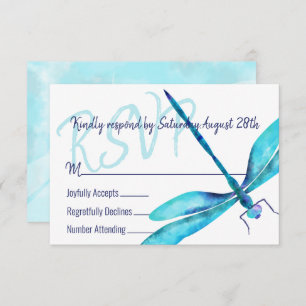 Turquoise Dragonfly RSVP Enclosure Kaart