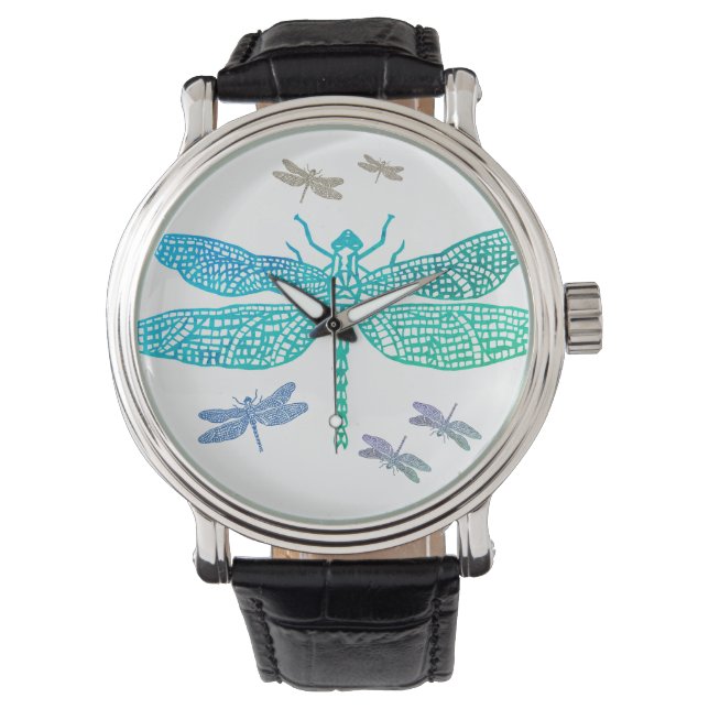 Turquoise Dragonfly Watch Horloge (Voorkant)