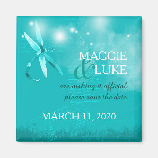 Turquoise Dragonfly Wedding Save the Date Magneet
