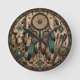 Turquoise Dreamcatcher Wandklok