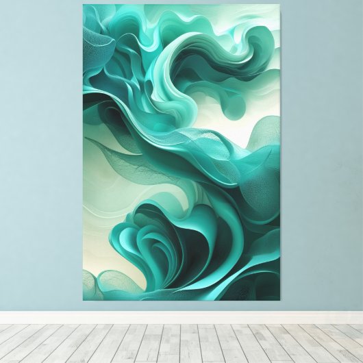 Turquoise Dreamscape - Abstracte Canvasprint Canvas Afdruk (Insitu (Houten vloer))