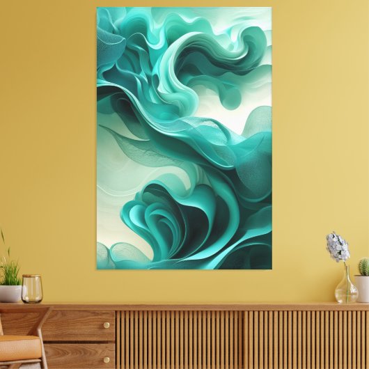 Turquoise Dreamscape - Abstracte Canvasprint Canvas Afdruk (Insitu (Woonkamer))