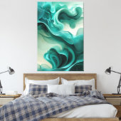 Turquoise Dreamscape - Abstracte Canvasprint Canvas Afdruk (Insitu (Slaapkamer))