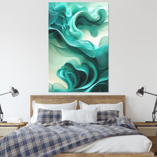 Turquoise Dreamscape - Abstracte Canvasprint Canvas Afdruk (Insitu (Slaapkamer))