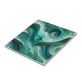 Turquoise Dreamscape - Abstracte keramische Tegel Tegeltje (Zijkant)