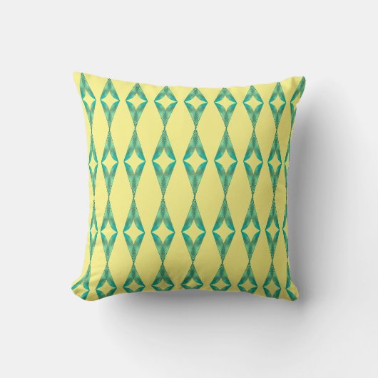 Turquoise Driehoeken Geometrisch Patroon Geel 2 Kussen (Voorkant)
