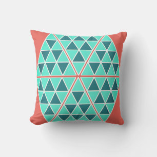 Turquoise Driehoeken / Piramides Worp Kussen