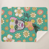 Turquoise Drollery Floral beroemd gemaakt door Nat Sherpa Deken (Voorkant (horizontaal))