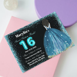 Turquoise Dromen Sweet 16 Extravaganza Prinses Kaart