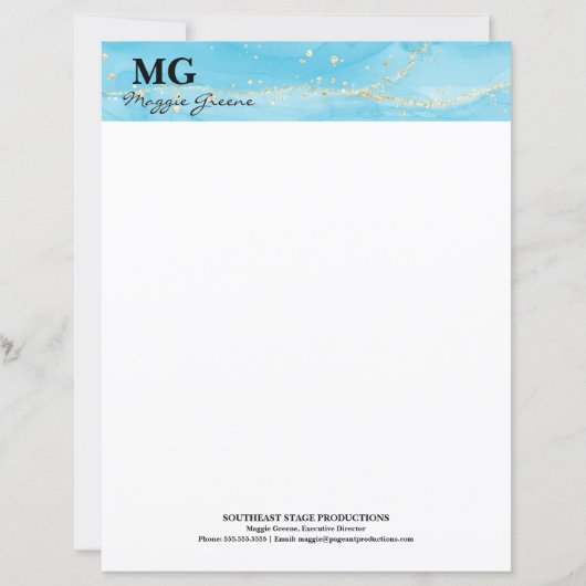 Turquoise Droom Custom Briefpapier (Voorkant)