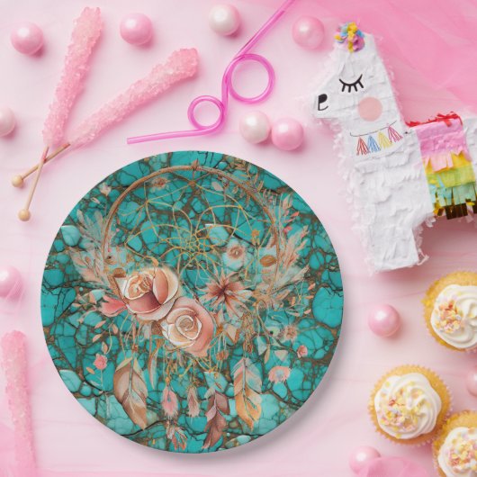 Turquoise droomvanger papieren bordje (Feest)