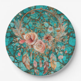 Turquoise droomvanger papieren bordje