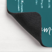 Turquoise Druppelende Glitter Glam Naam Muismat (Hoek)