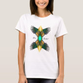 Turquoise dubbele vleugels Diamond Design T-shirt (Voorkant)