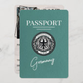 Turquoise Duitsland paspoort Bewaar de datum Save The Date (Voorkant / Achterkant)