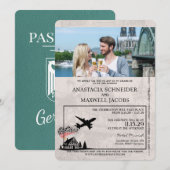Turquoise Duitsland Passport Wedding Kaart (Voorkant / Achterkant)