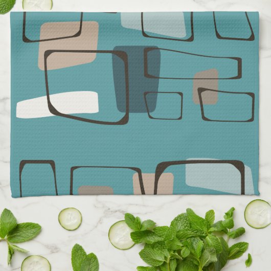 Turquoise Eames Style Art Theedoek (Gevouwen)