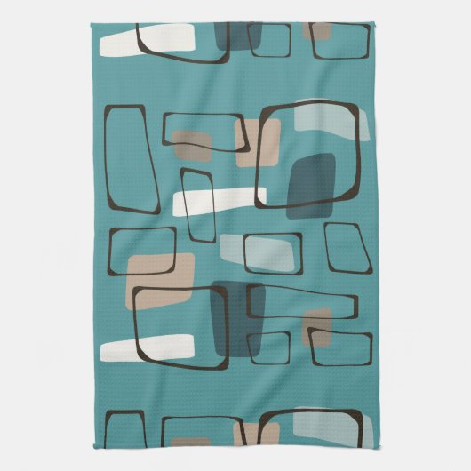Turquoise Eames Style Art Theedoek (Verticaal)