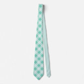 Turquoise Easter Spring Gingham Mannen Stropdas Gi (Voorkant)