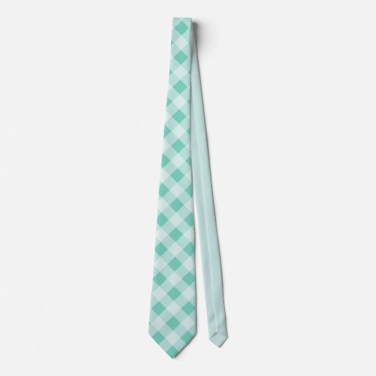Turquoise Easter Spring Gingham Mannen Stropdas Gi (Voorkant)