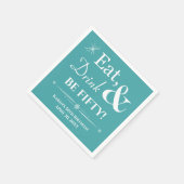 Turquoise Eat Drink 50ste verjaardag Servet (Hoek)