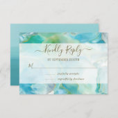 Turquoise Edelsteen Aquarel Trouw RSVP (Voorkant / Achterkant)