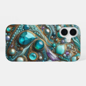 Turquoise Edelsteen iPhone Hoesje Slank iPhone 16 Hoesje (Achterkant horizontaal)