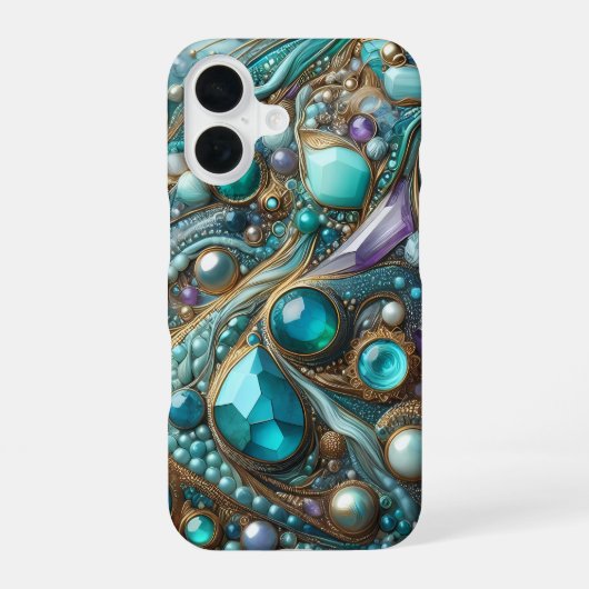 Turquoise Edelsteen iPhone Hoesje Slank iPhone 16 Hoesje (Achterkant)