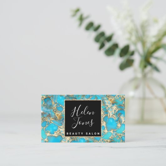turquoise edelsteen visitekaartje (Staand voorkant)