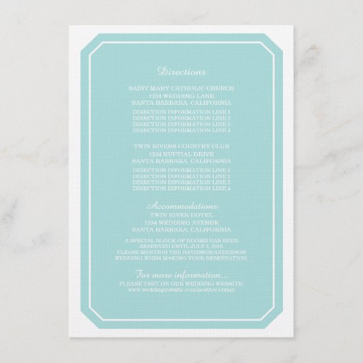 Turquoise Eenvoudig Elegant Information Kaart (Voorkant)