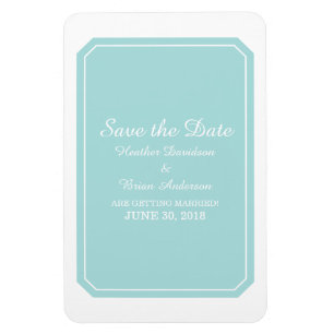 Turquoise Eenvoudig Elegant sparen de Datum Magneet