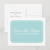 Turquoise eenvoudig Elegant sparen het Briefkaart  (Voorkant / Achterkant)