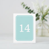 Turquoise Eenvoudig Elegant Table Number Briefkaar Briefkaart (Staand voorkant)
