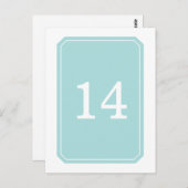 Turquoise Eenvoudig Elegant Table Number Briefkaar Briefkaart (Voorkant / Achterkant)