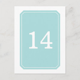 Turquoise Eenvoudig Elegant Table Number Briefkaar Briefkaart