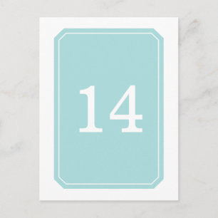 Turquoise Eenvoudig Elegant Table Number Briefkaar Briefkaart