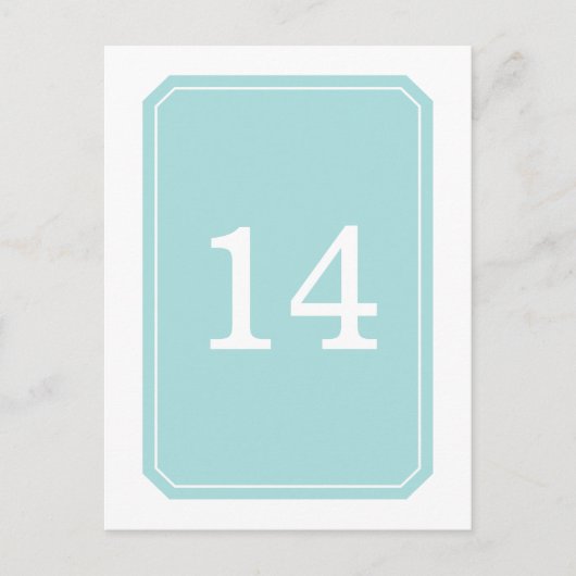 Turquoise Eenvoudig Elegant Table Number Briefkaar Briefkaart (Voorkant)