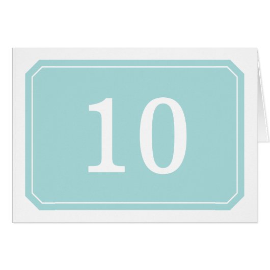Turquoise eenvoudig Elegant Table Number Kaart (Voorkant Horizontaal)