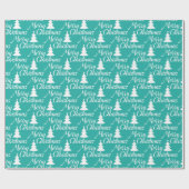 Turquoise Eenvoudige kerstboom Cadeaupapier (Vlak)