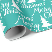 Turquoise Eenvoudige kerstboom Cadeaupapier (Rol Hoek)