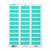 Turquoise eenvoudige SAN Serif typografie Etiket (Full Sheet)