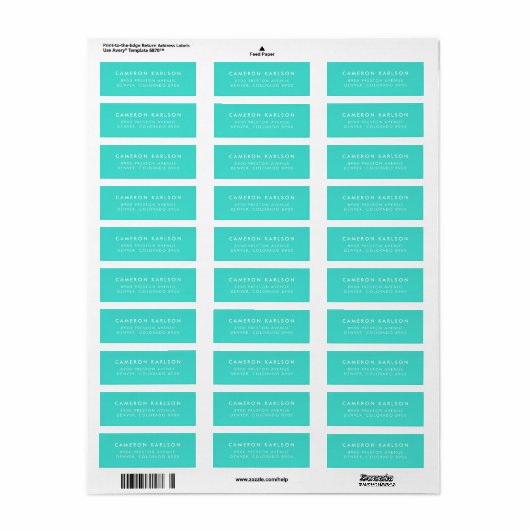 Turquoise eenvoudige SAN Serif typografie Etiket (Full Sheet)