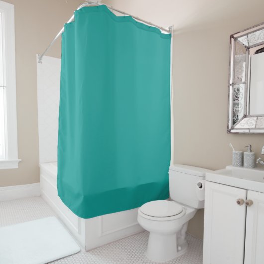 Turquoise effen kleur douchegordijn (In situ)
