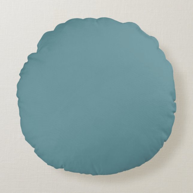 Turquoise effen kleur, modern, leuk, eenvoudig rond kussen (Voorkant)