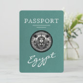 Turquoise Egypt Passport Wedding Save the Date (Staand voorkant)