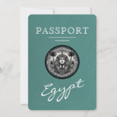 Turquoise Egypt Passport Wedding Save the Date (Voorkant)