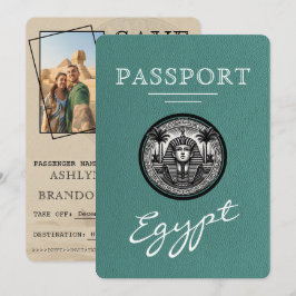 Turquoise Egypte Paspoort Trouwkaart Save the Date