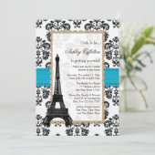 Turquoise Eiffel Tower Parisian Vrijgezellenfeest Kaart (Staand voorkant)