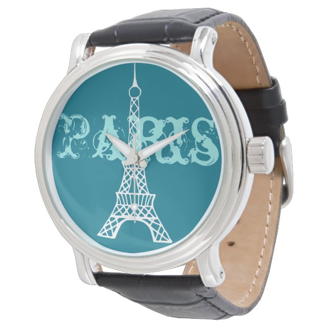 Turquoise Eiffeltoren Parijs Dameshorloge Horloge (Gekanteld)